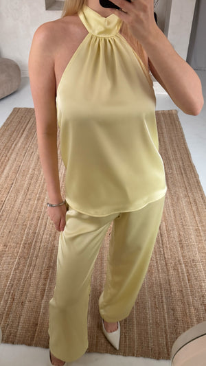 Satynowe Spodnie Lume Butter Yellow