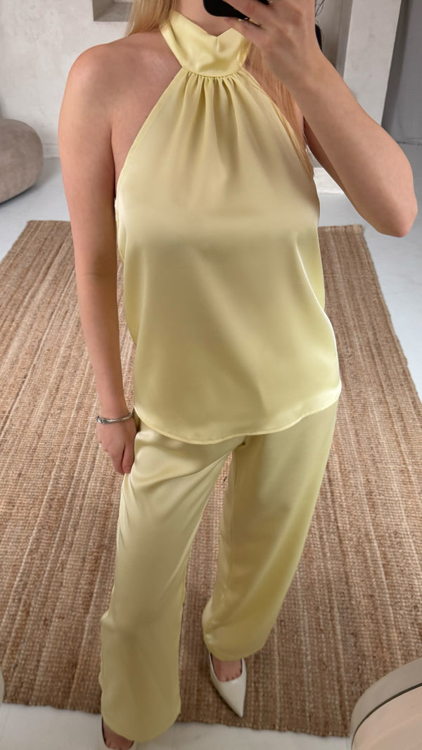Satynowe Spodnie Lume Butter Yellow
