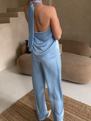 Satynowe Spodnie Lume Dusty Blue